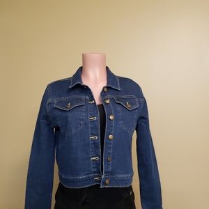 Calvin Klein Womens Jean Jacket Blue Buttons Stret